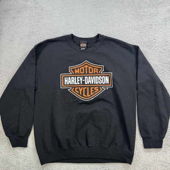 Harley Davidson Sweatshirt Mens L Black Myrtle Beach South Oconomowoc Wisconsin - Picture 1 of 9